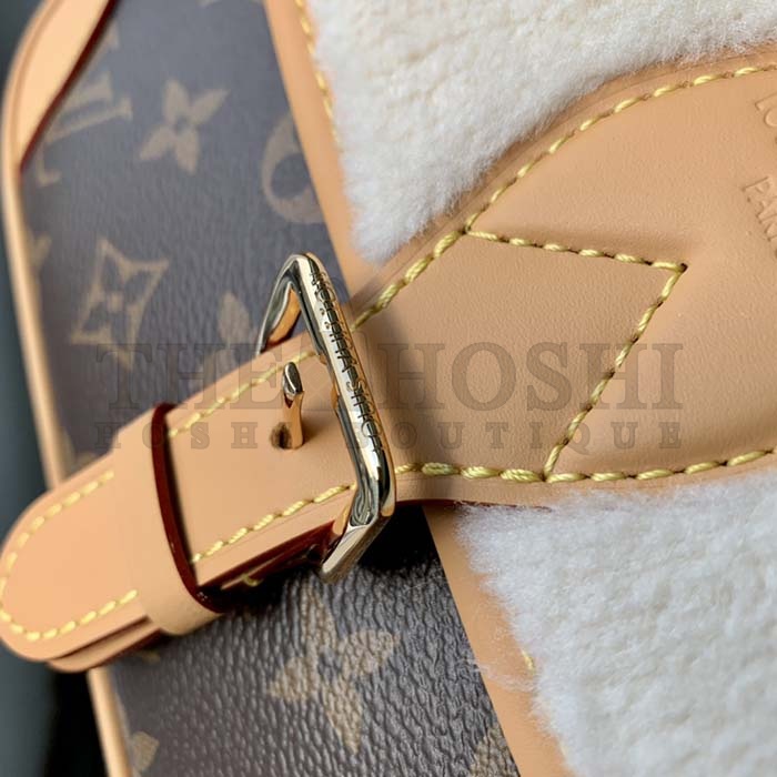 L0vis Vvtt0n LV Women Diane Handbag Beige Brown Monogram Coated Canvas Shearling Master Quality