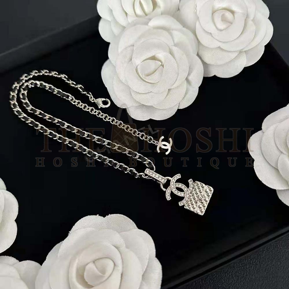 Ch**el Women Necklace in Metal Calfskin and Strass Master Quality