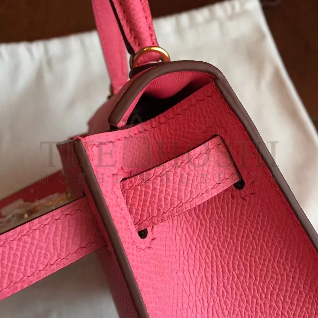 H**me5 Rose Lipstick Epsom Kelly Mini II Handmade Bag Master Quality