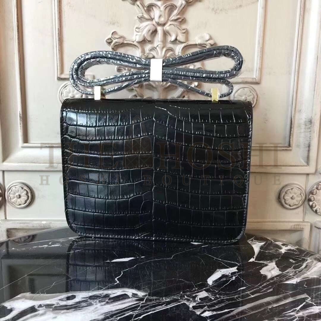 H**me5 Black Constance MM 24cm Crocodile Bag Master Quality