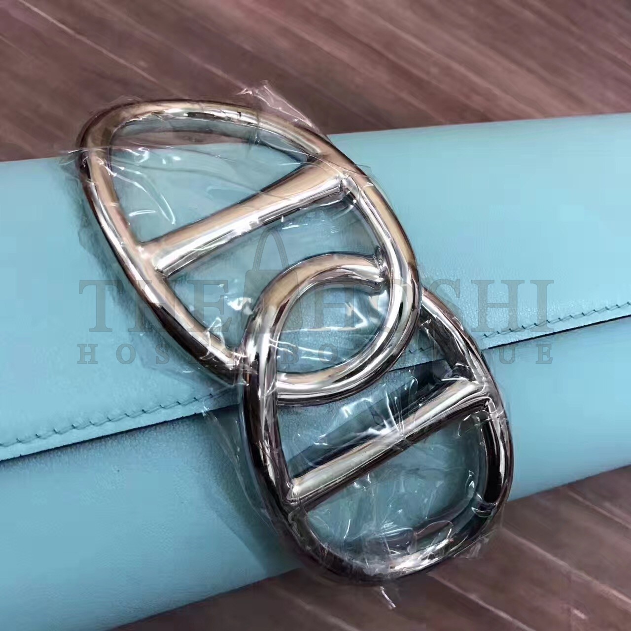 H**me5 Handmade Egee Clutch In Atoll Blue Swift Leather Master Quality