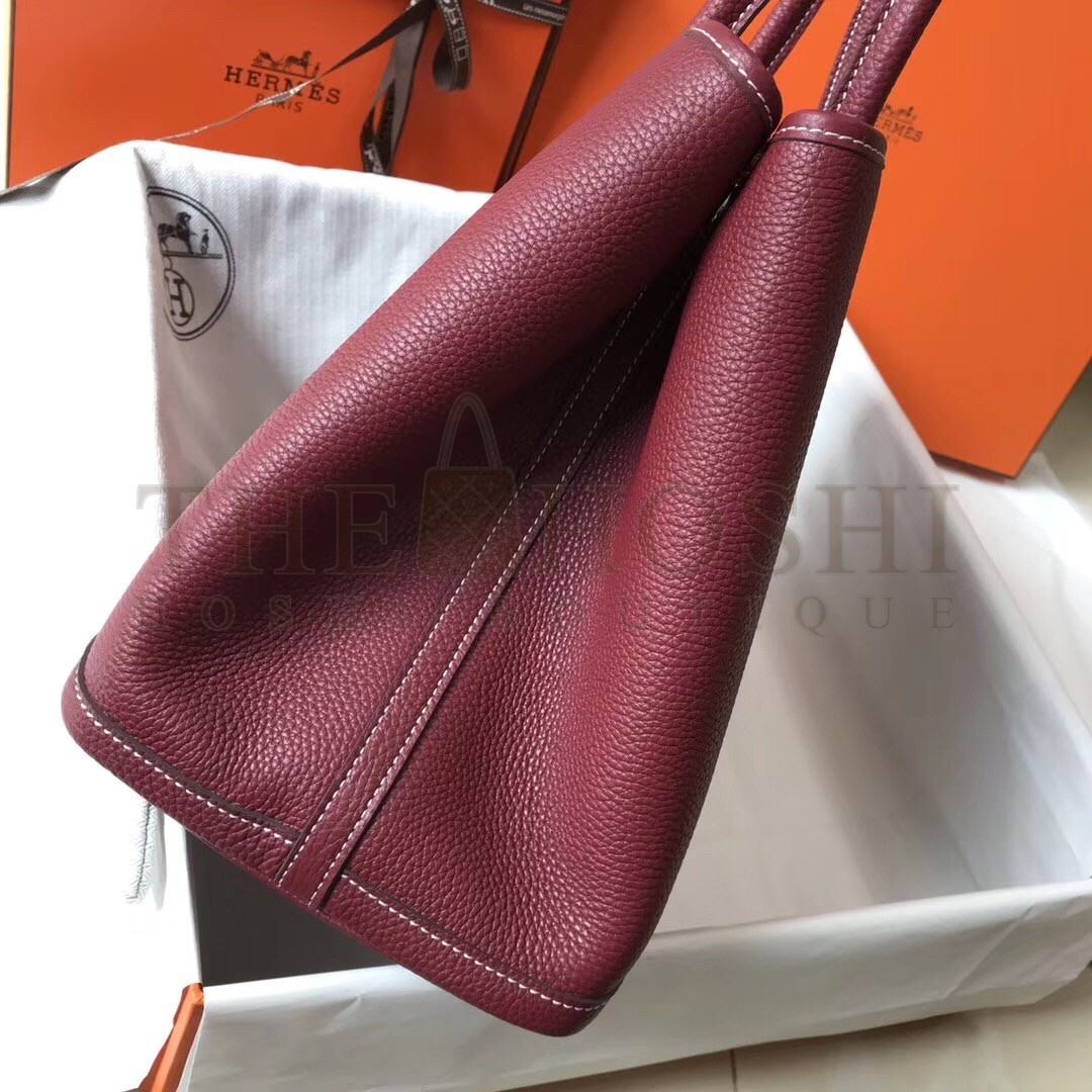 H**me5 Garden Party 30 Bag In Bordeaux Clemence Leather Master Quality