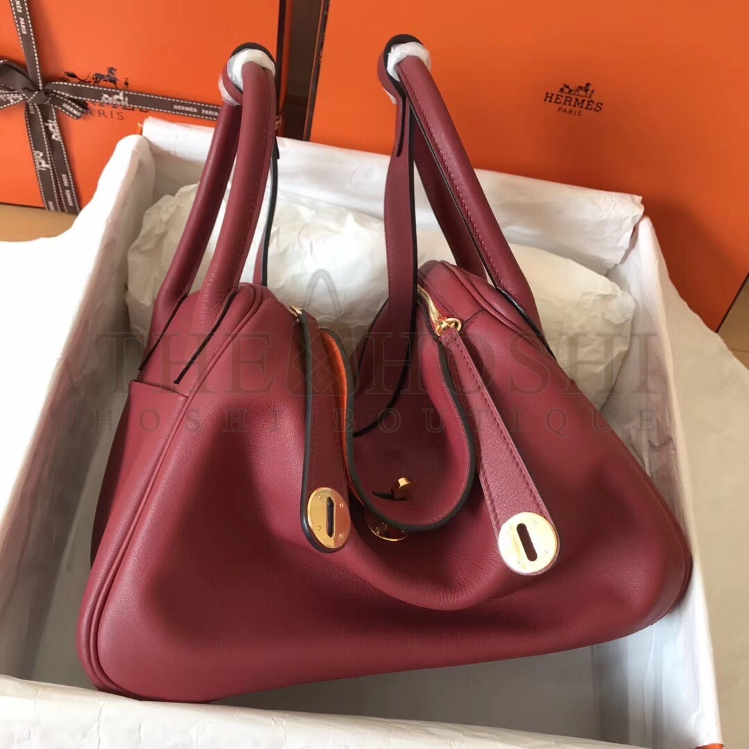 H**me5 Bicolor Lindy 30cm Swift Bordeaux Handmade Bag Master Quality