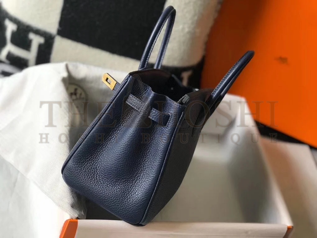 H**me5 Birkin 25 Bag In Navy Blue Clemence Leather with GHW Master Quality