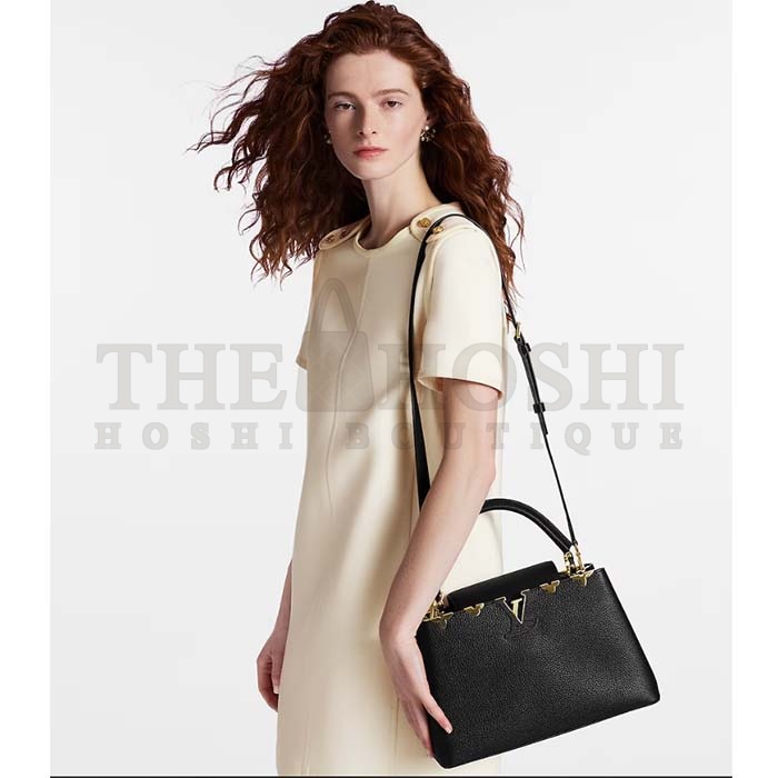 L0vis Vvtt0n LV Women Capucines MM Handbag Black Taurillon Calf Leather Master Quality