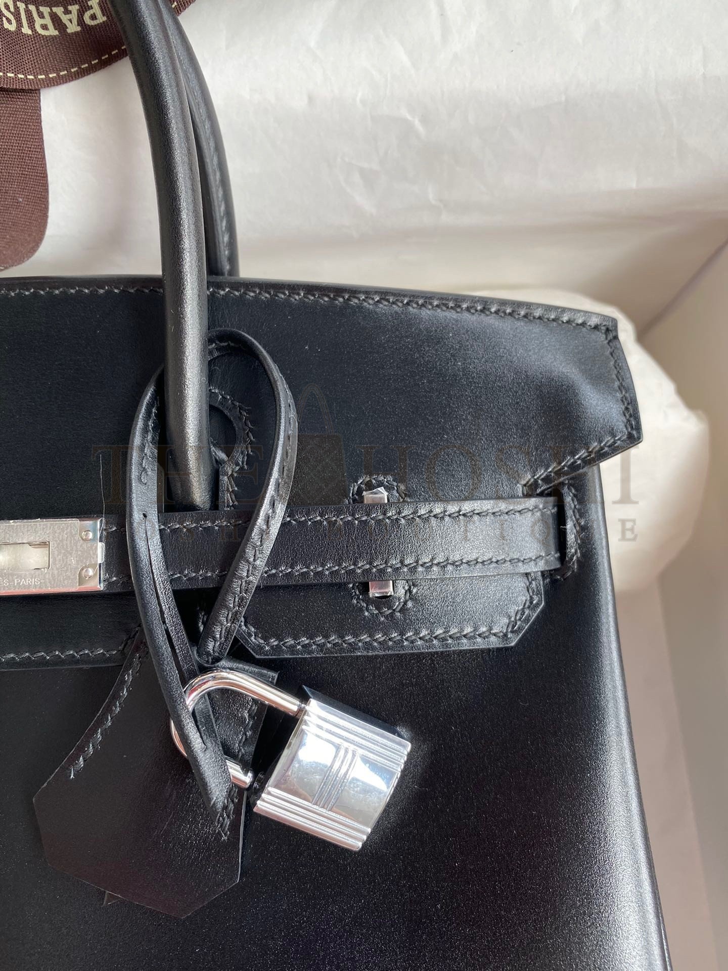 H**me5 Birkin 25 Retourne Handmade Bag In Black Box Calfskin Master Quality