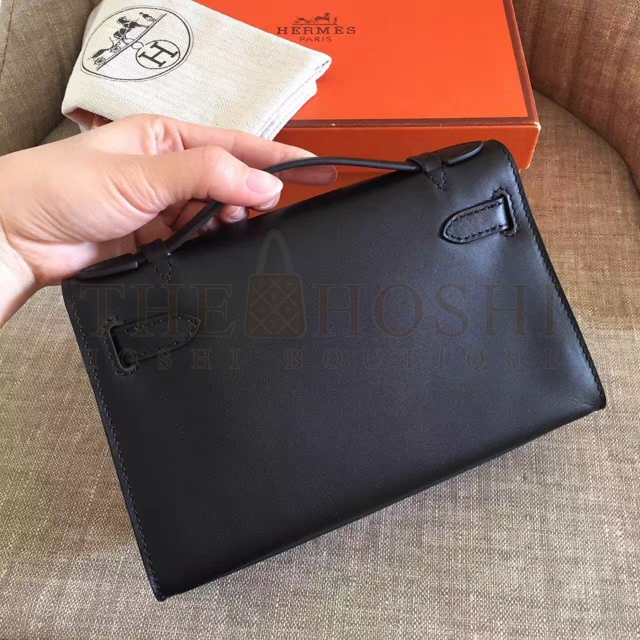 H**me5 Black Kelly Pochette Swift Handmade Bag Master Quality