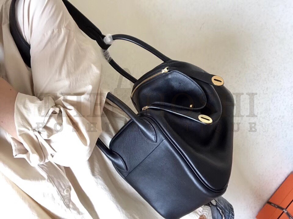 H**me5 Black Lindy 26cm Swift Handmade Bag Master Quality