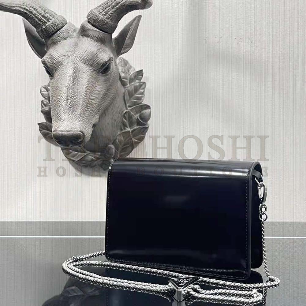 Pra*a Women Brushed Leather Shoulder Bag-Black Master Quality