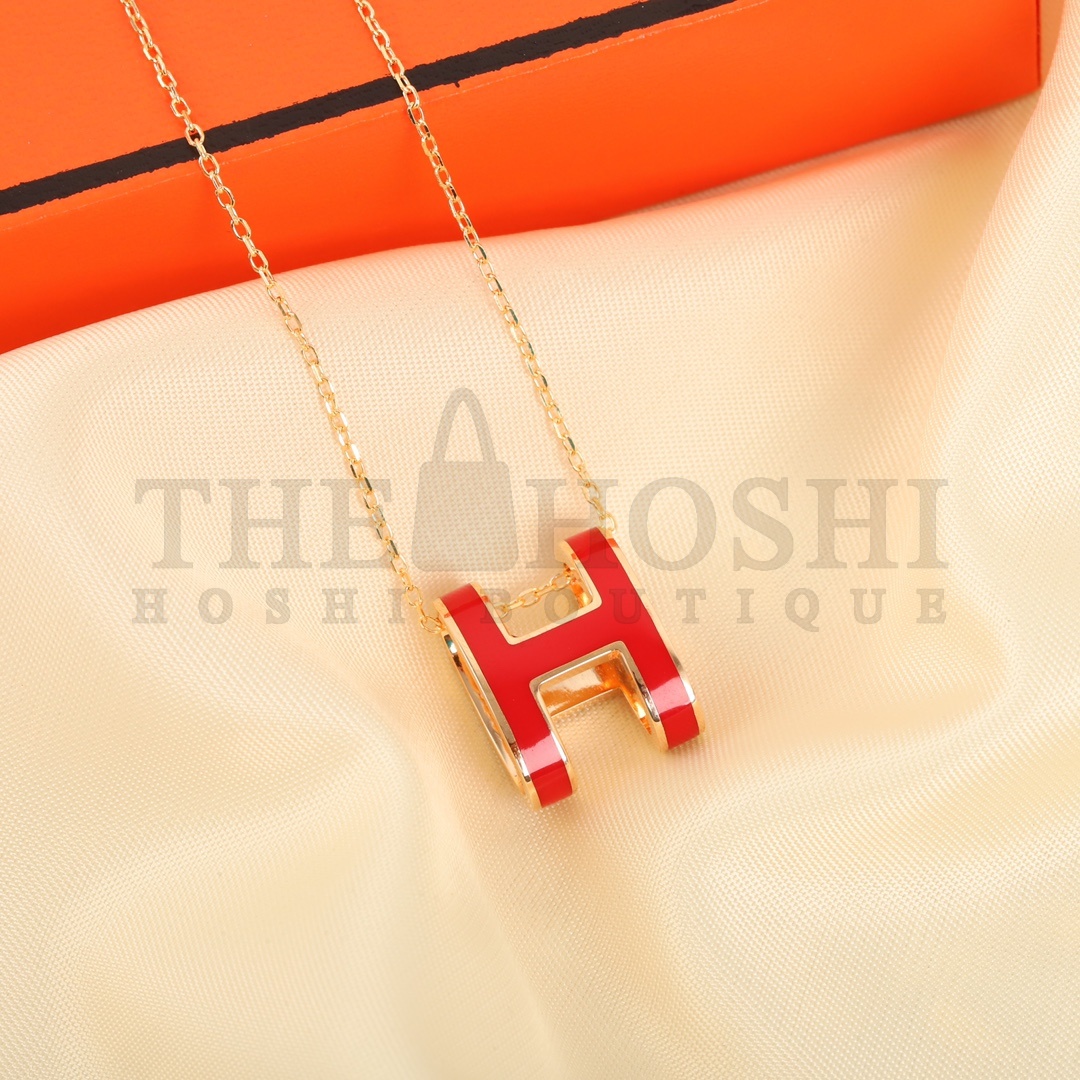 Herme* H**me5 Enameled Curved H Necklace Master Quality