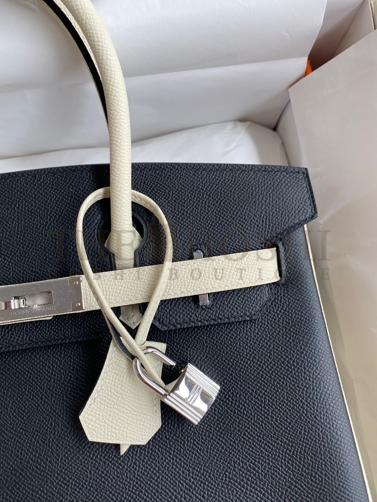 H**me5 HSS Birkin 30 Bicolor Bag in Black and Craie Epsom Calfskin Master Quality