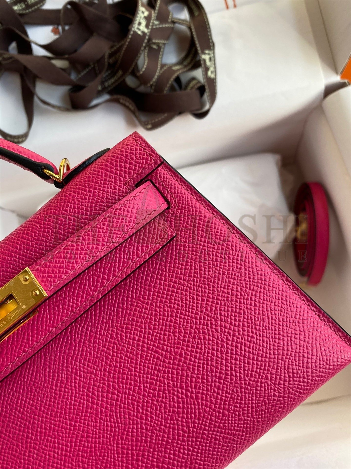 H**me5 Kelly Mini II Sellier Handmade Bag In Rose Red Epsom Calfskin Master Quality