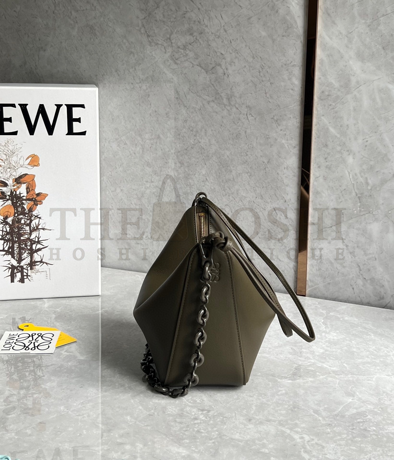 L0ew* Mini Hammock Hobo Bag in Dark Green Calfskin Master Quality