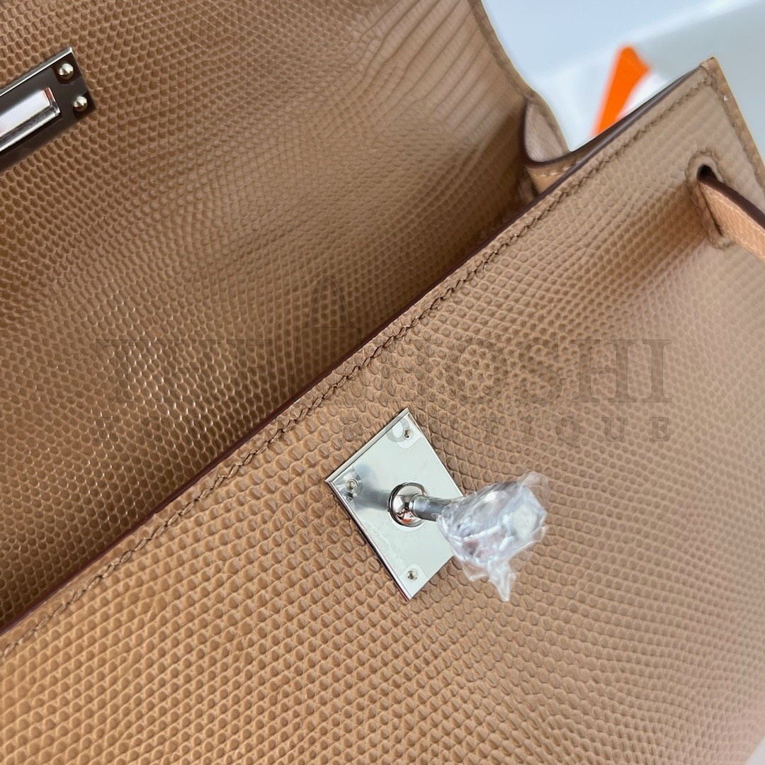 H**me5 Kelly Pochette Handmade Bag In Chai Lizard Skin Master Quality