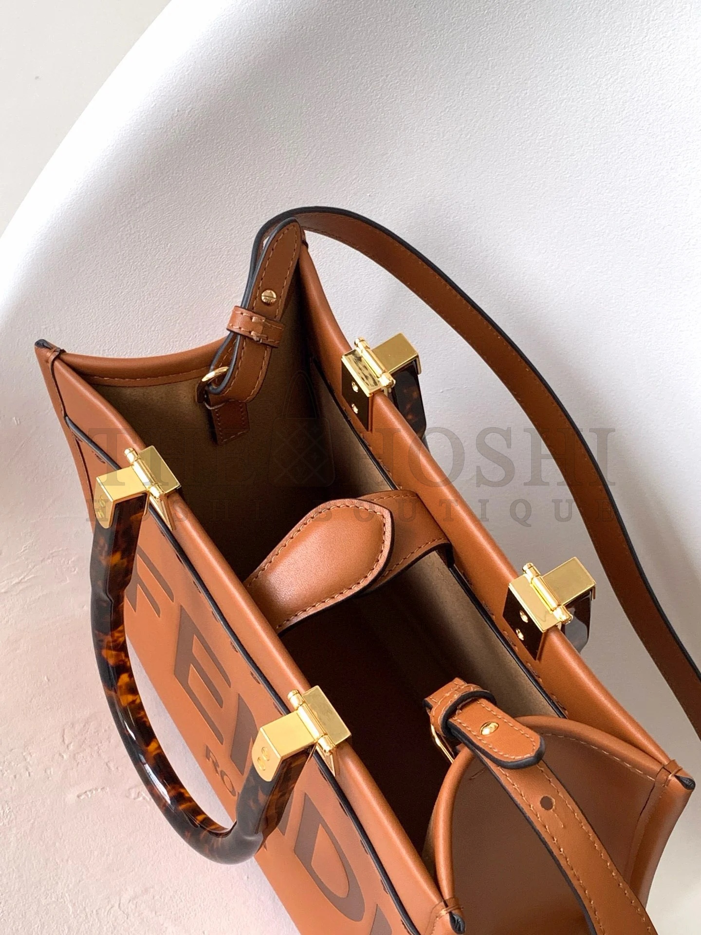 F**di Sunshine Small Tote Bag In Brown Calfskin Master Quality
