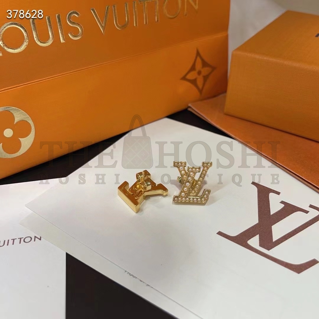 L0vis Vvtt0n Women LV Iconic Pearls Earrings Metal Gold-Color Finish White Resin Pearls Enamel Master Quality