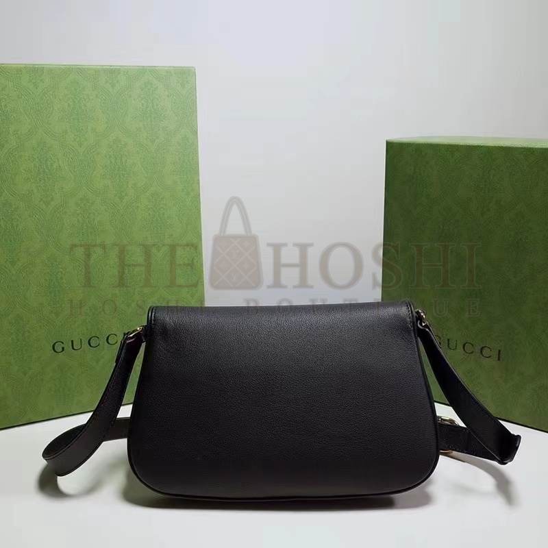 Gvc*1 Women GG Blondie Shoulder Bag Black Leather Round Interlocking G Master Quality