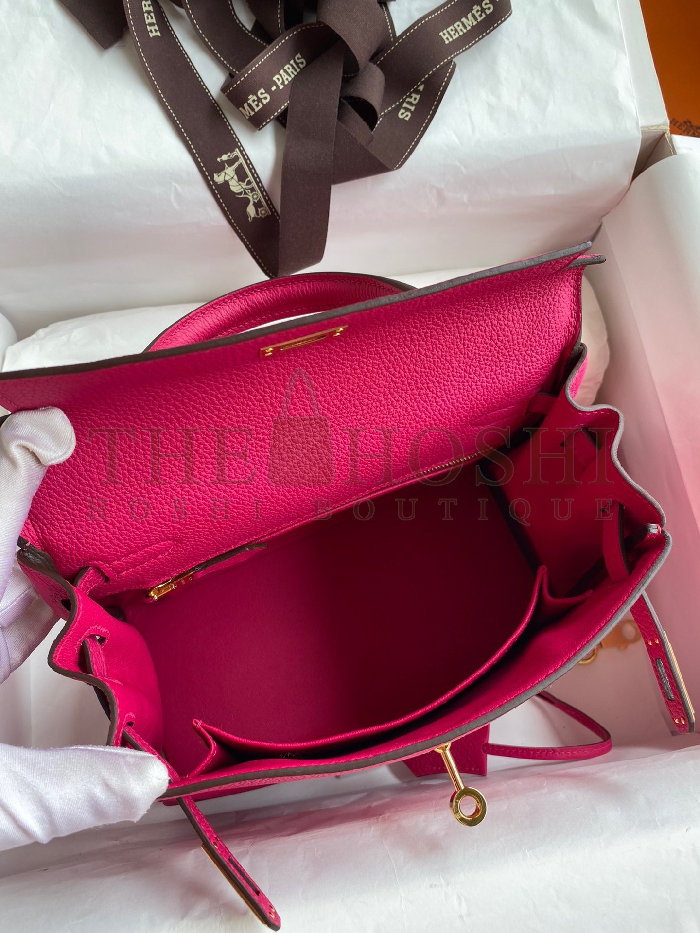 H**me5 Kelly Retourne 25 Handmade Bag In Framboise Clemence Leather Master Quality