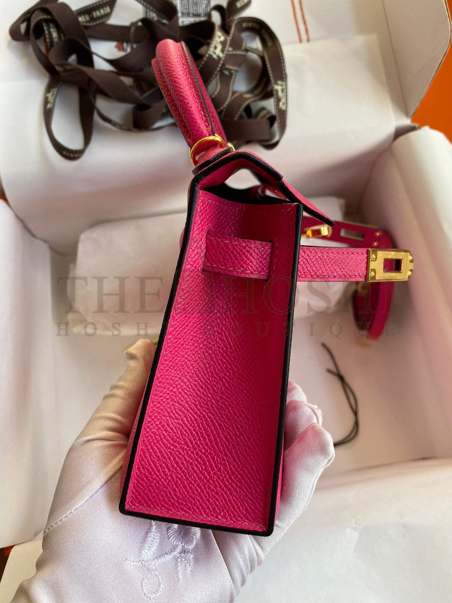 H**me5 Kelly Mini II Sellier Handmade Bag In Rose Red Epsom Calfskin Master Quality