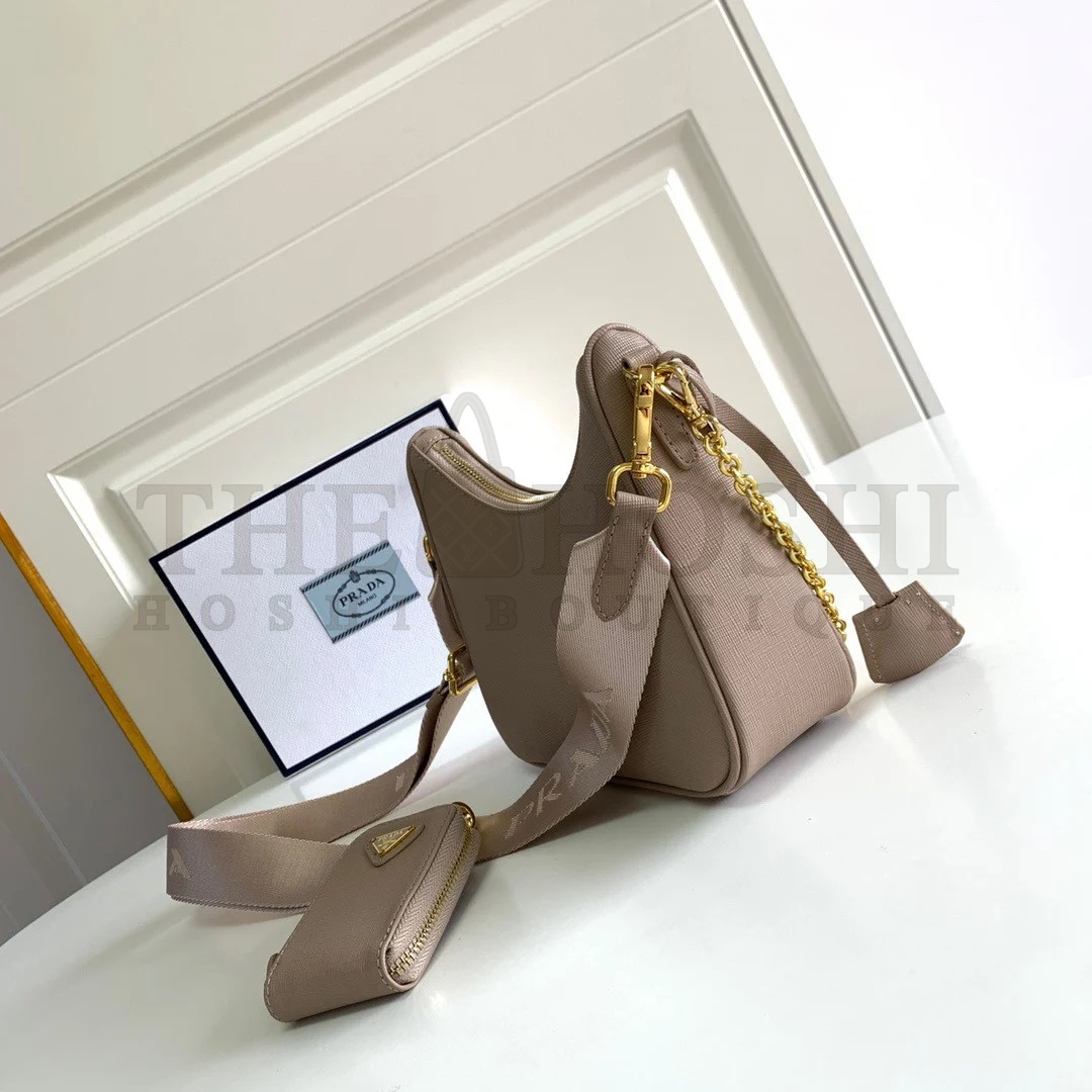 Pra*a Re-Edition 2005 Shoulder Bag In Taupe Saffiano Leather Master Quality