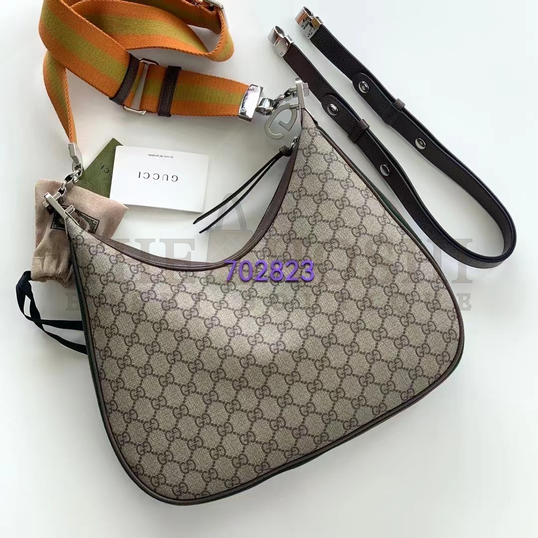 Gvc*1 Women GG Attache Large Shoulder Bag Beige Ebony GG Svp*me Canvas Master Quality