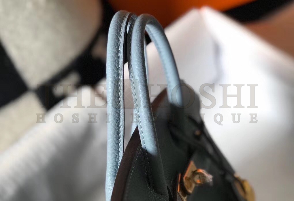 H**me5 Birkin 25 Bag In Blue Lin Clemence Leather with GHW Master Quality