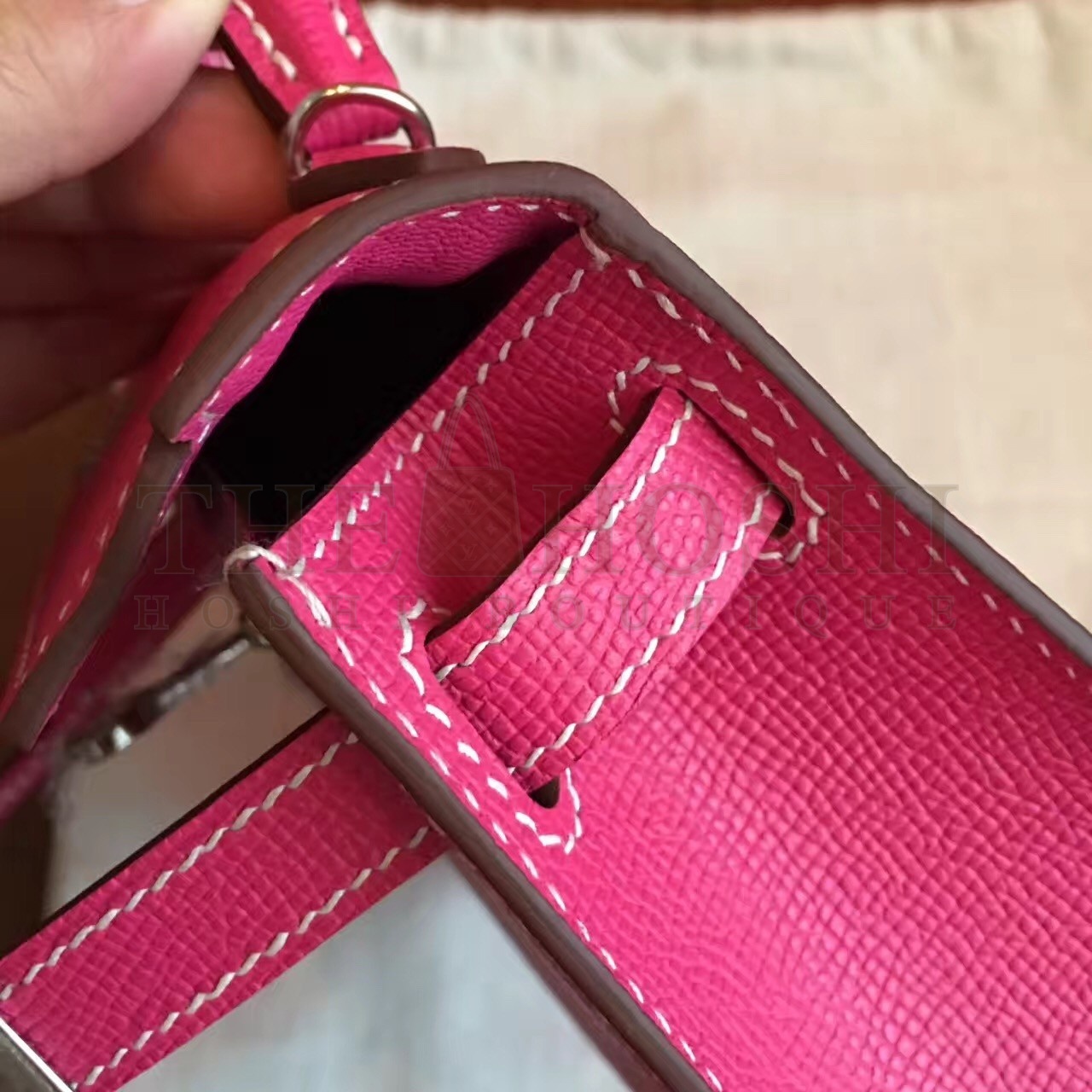 H**me5 Rose Tyrien Epsom Kelly Mini II Handmade Bag Master Quality