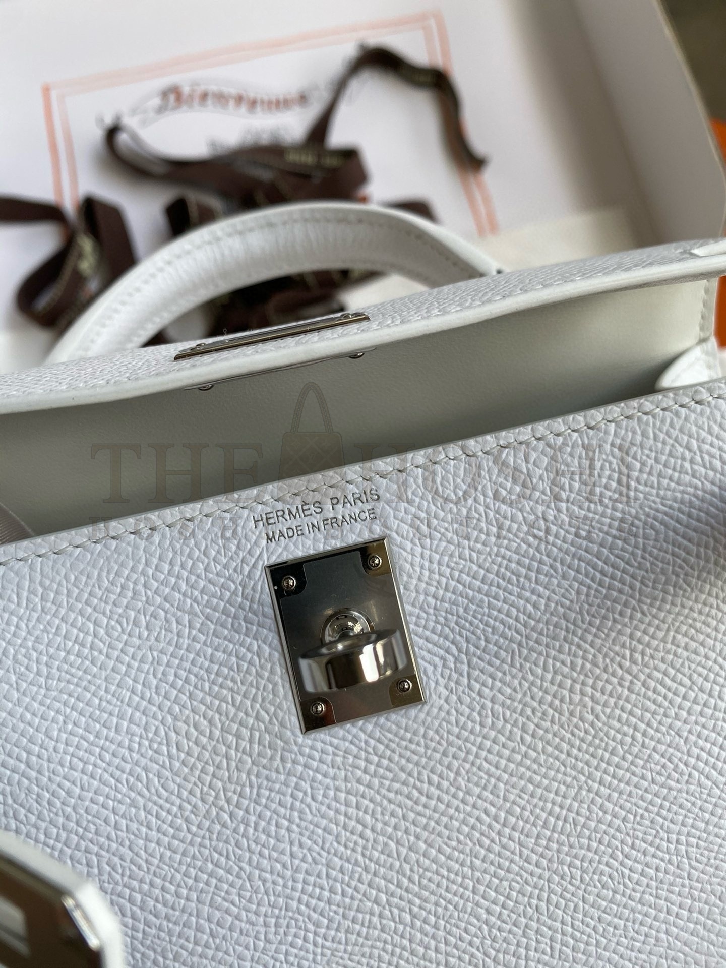 H**me5 Kelly Mini II Sellier Handmade Bag In White Epsom Calfskin Master Quality