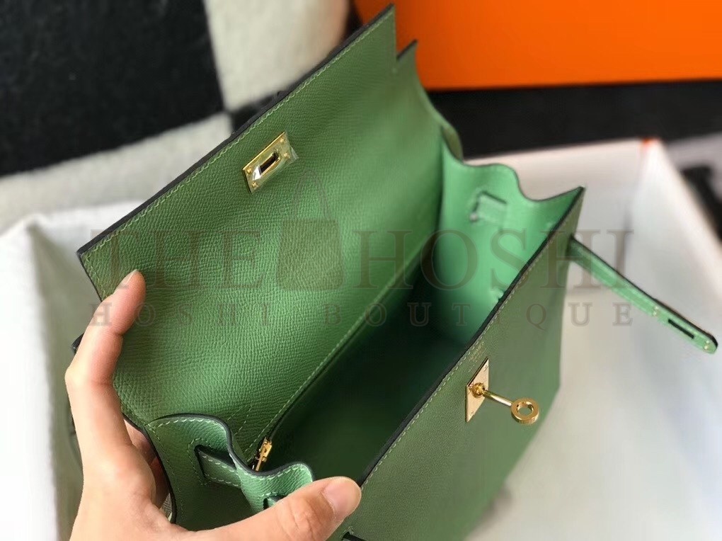H**me5 Vert Criquet Epsom Kelly 28cm Sellier Bag GHW Master Quality