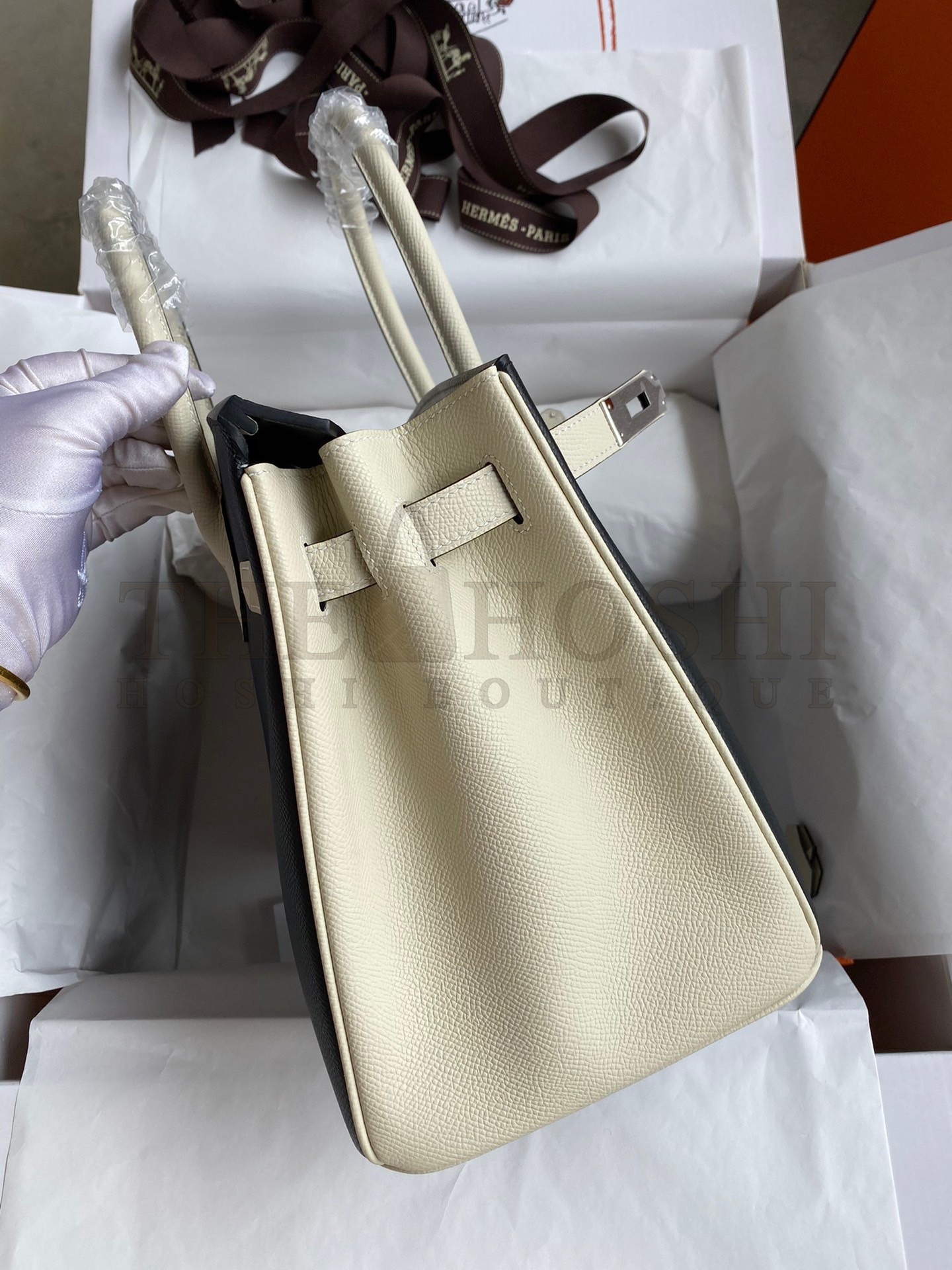 H**me5 HSS Birkin 30 Bicolor Bag in Black and Craie Epsom Calfskin Master Quality