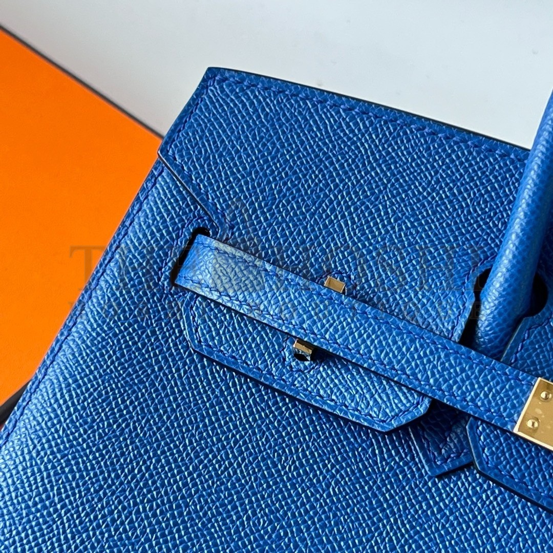 H**me5 Birkin 25 Sellier Handmade Bag In Blue France Epsom Calfskin Master Quality