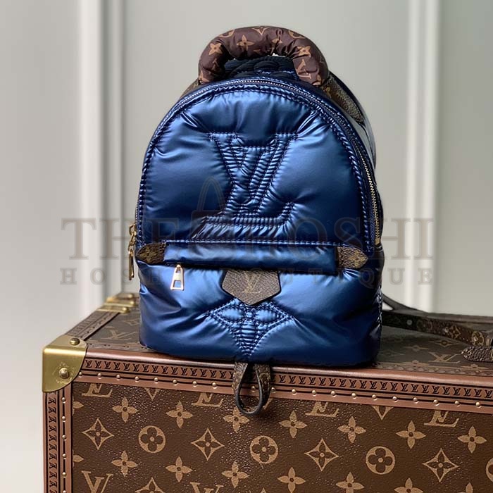 L0vis Vvtt0n LV Unisex Pillow Palm Springs Mini Backpack Navy Blue Recycled Metallic Nylon Master Quality