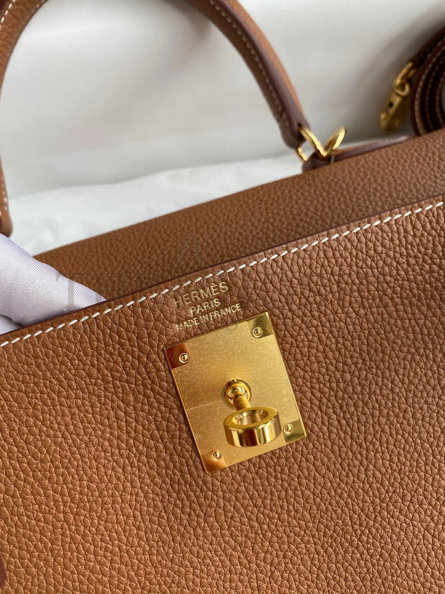 H**me5 Kelly Retourne 28 Handmade Bag In Gold Clemence Leather Master Quality