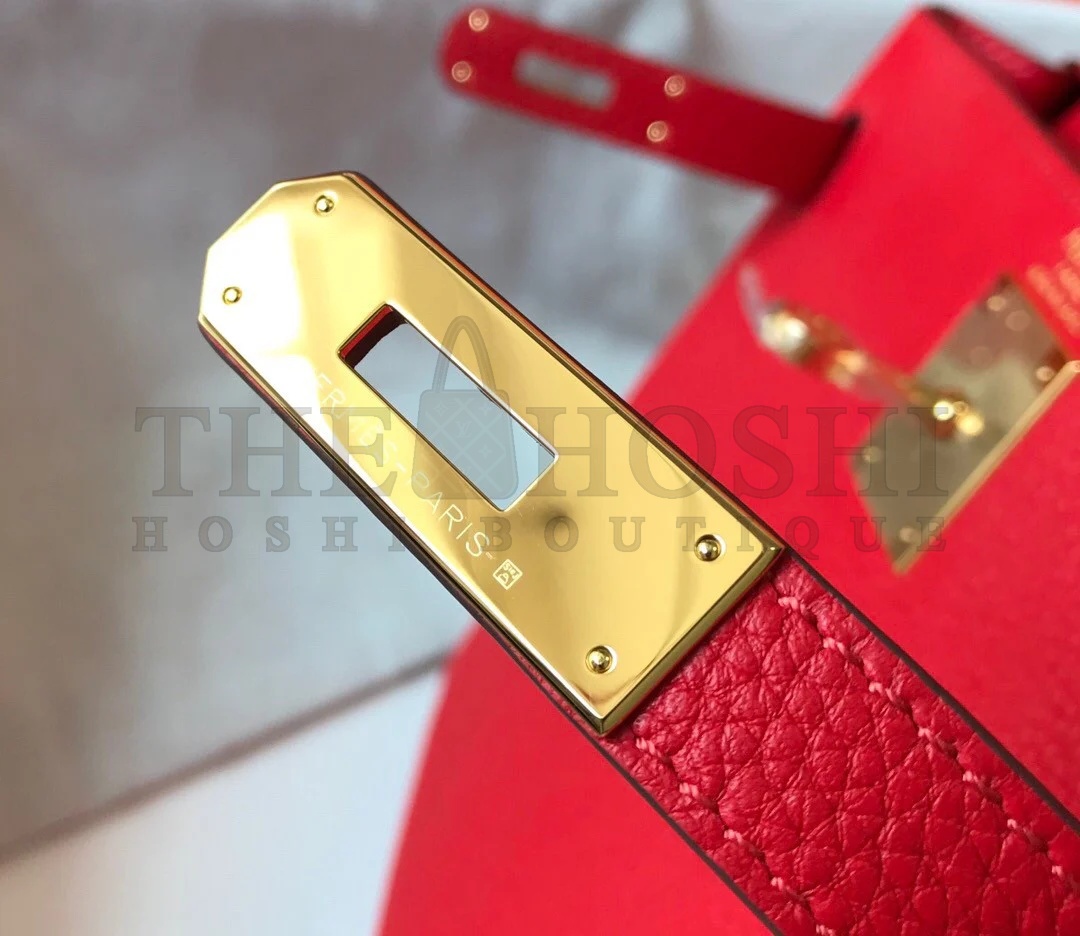 H**me5 Kelly 28cm Retourne Bag in Red Clemence Leather GHW Master Quality