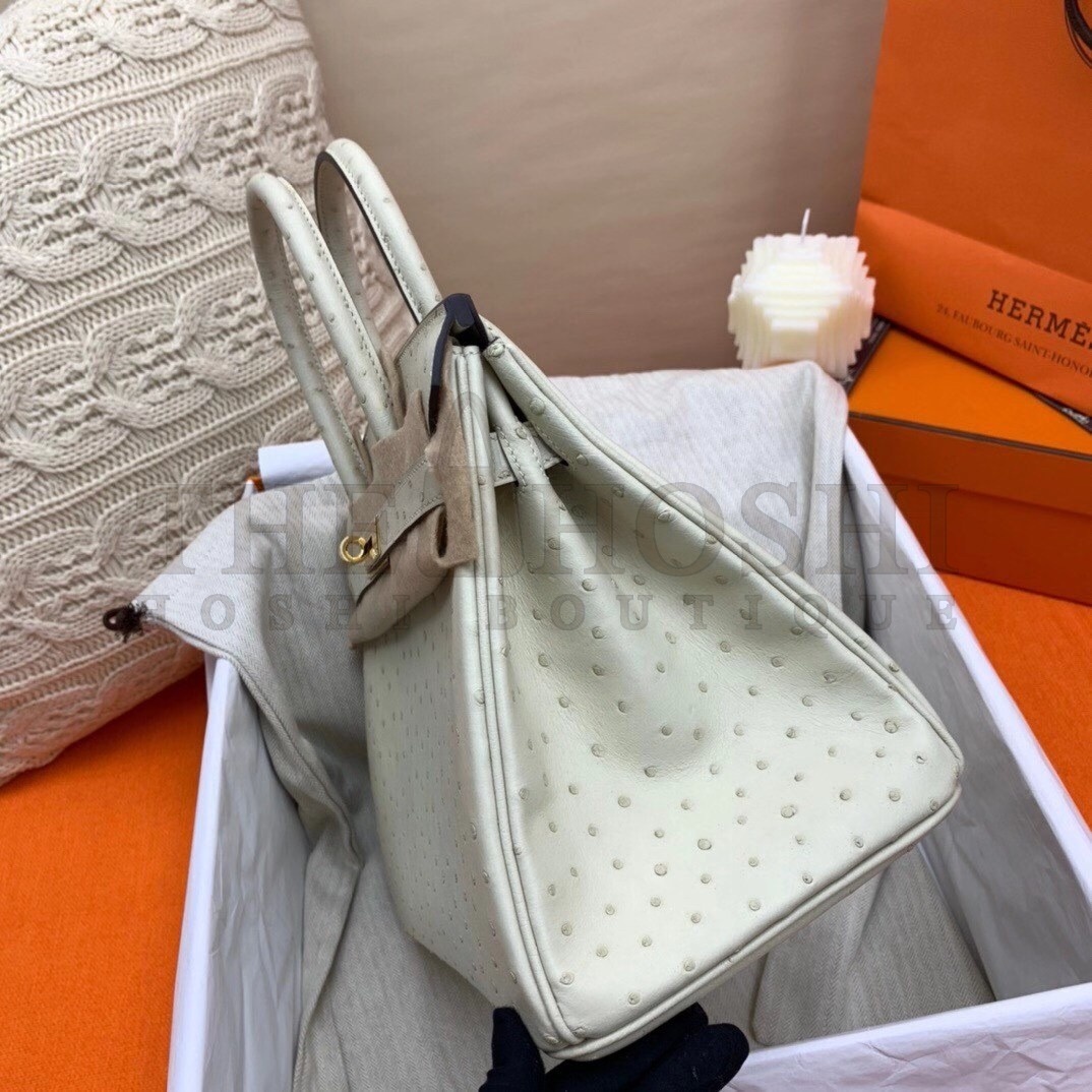 H**me5 Beton Birkin 30cm Ostrich Handmade Bag Master Quality