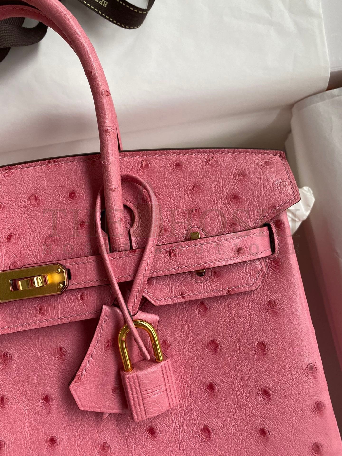 H**me5 Birkin 25 Retourne Handmade Bag In Pink Ostrich Leather Master Quality