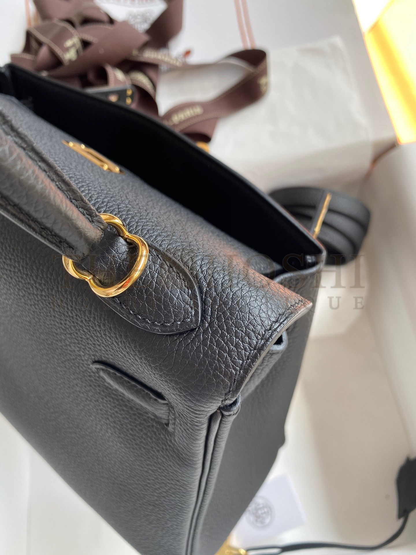 H**me5 Kelly Retourne 25 Handmade Bag In Black Clemence Leather Master Quality