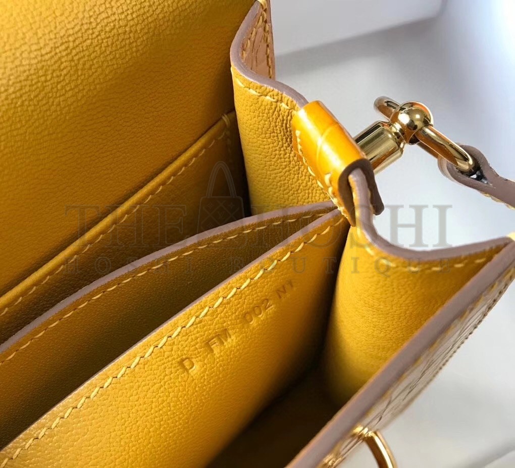 H**me5 Roulis Mini Bag In Yellow Embossed Crocodile Calfskin Master Quality
