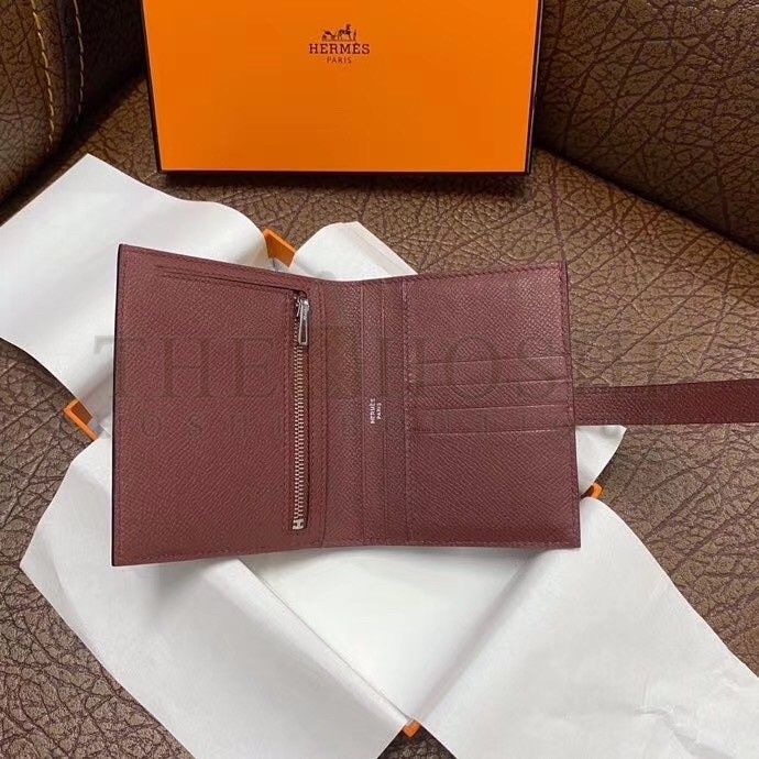 H**me5 Bearn Compact Wallet In Bordeaux Epsom Leather Master Quality