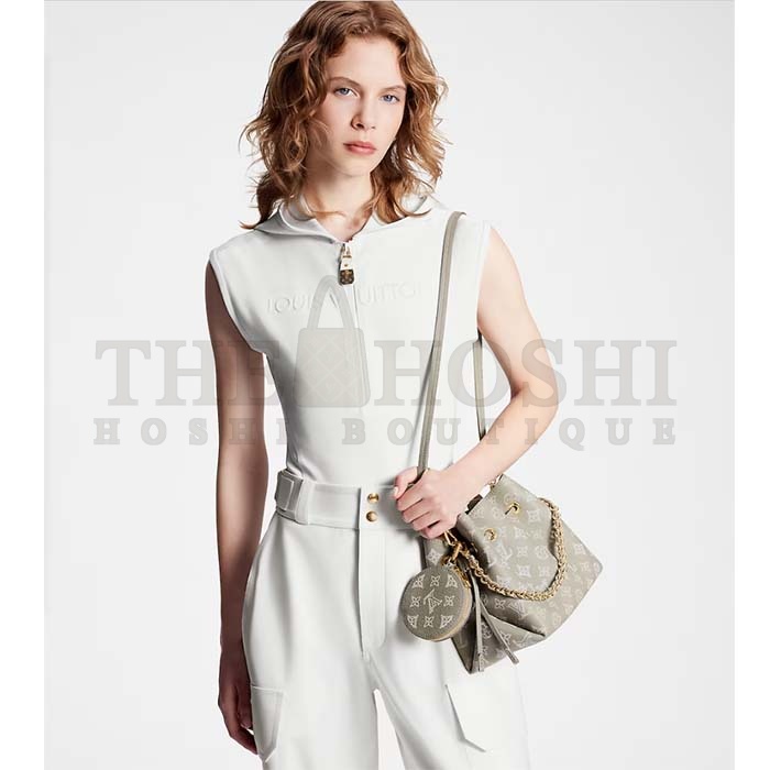 L0vis Vvtt0n LV Women Bella Bucket Bag Gray Mahina Perforated Calfskin Leather Microfiber Lining Master Quality