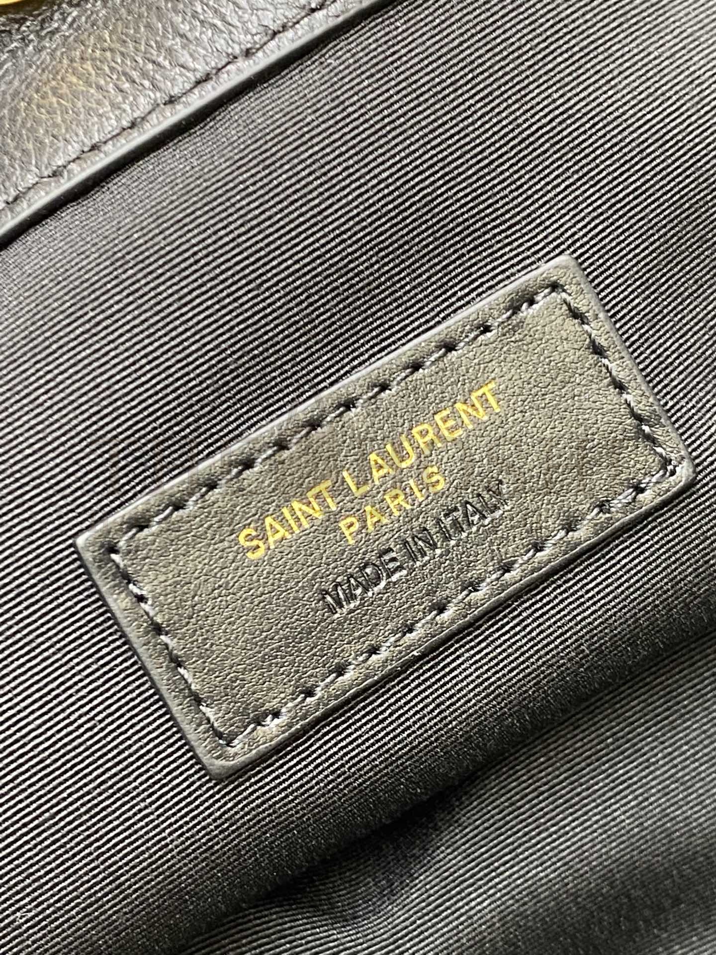 Sa1nt Lau*nt Y51 Jamie 4.3 Large Pouch Tote Bag Black Leather Gold Chain 34x27x3cm Master Quality