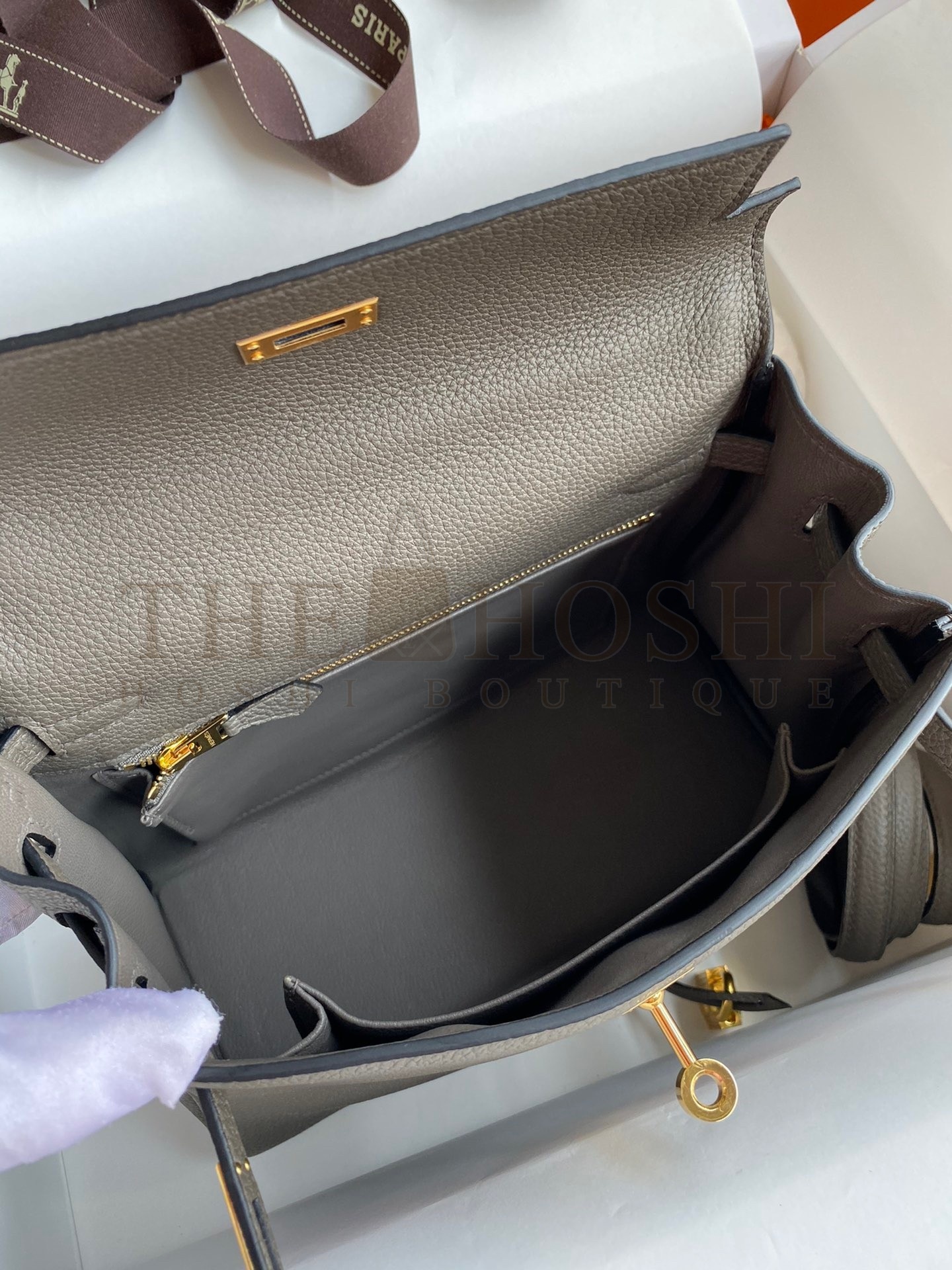 H**me5 Kelly Retourne 25 Handmade Bag In Etain Clemence Leather Master Quality