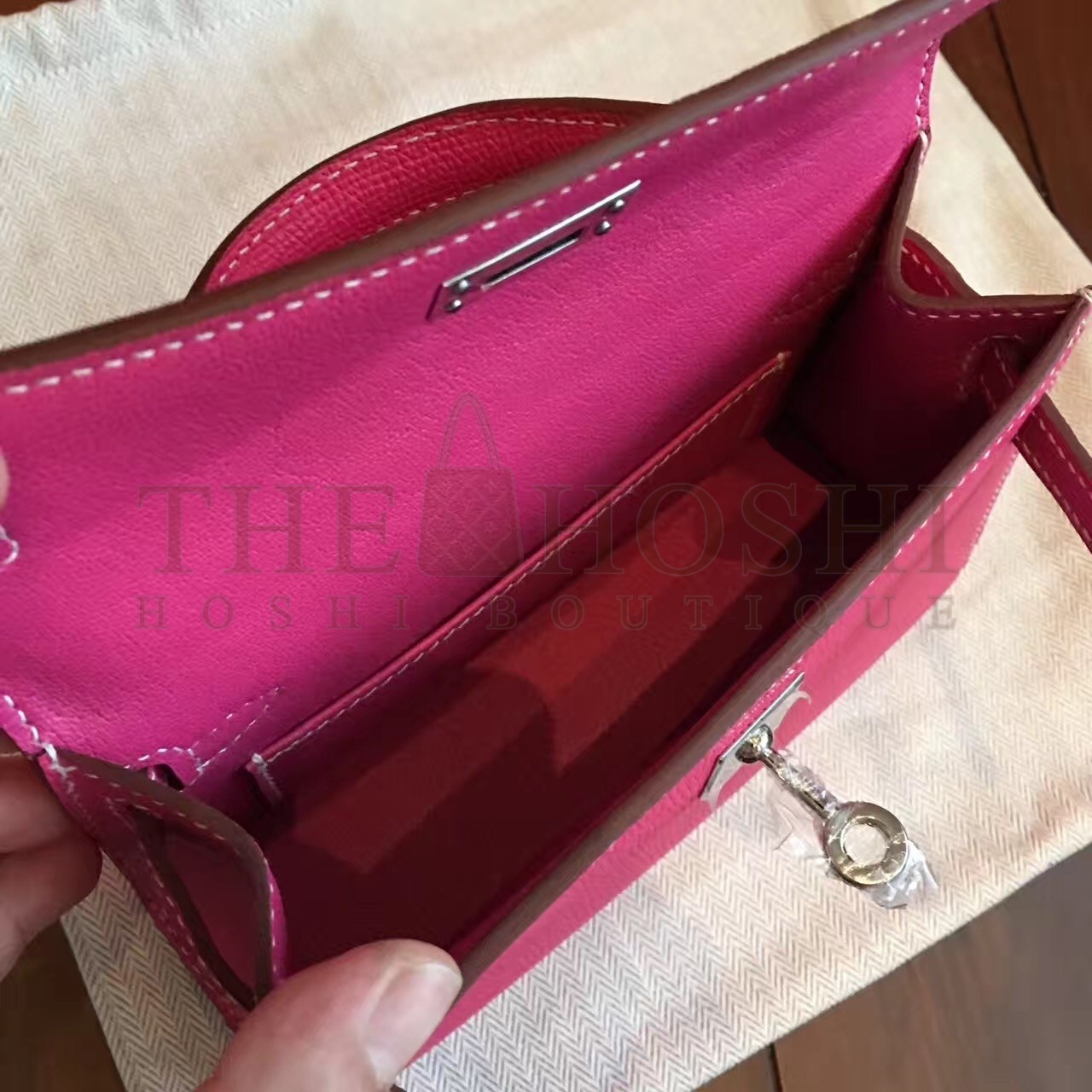 H**me5 Rose Tyrien Epsom Kelly Mini II Handmade Bag Master Quality