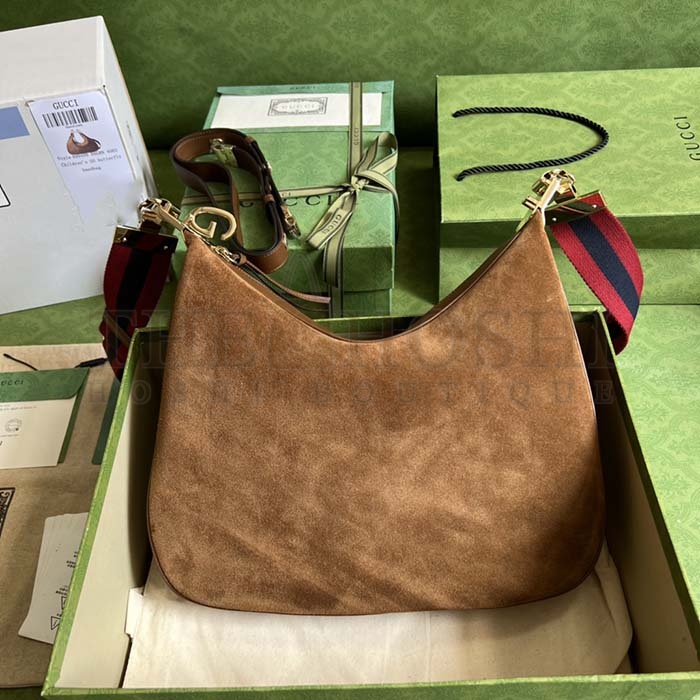 Gvc*1 Women Attache Large Shoulder Bag Dark Brown Suede Master Quality