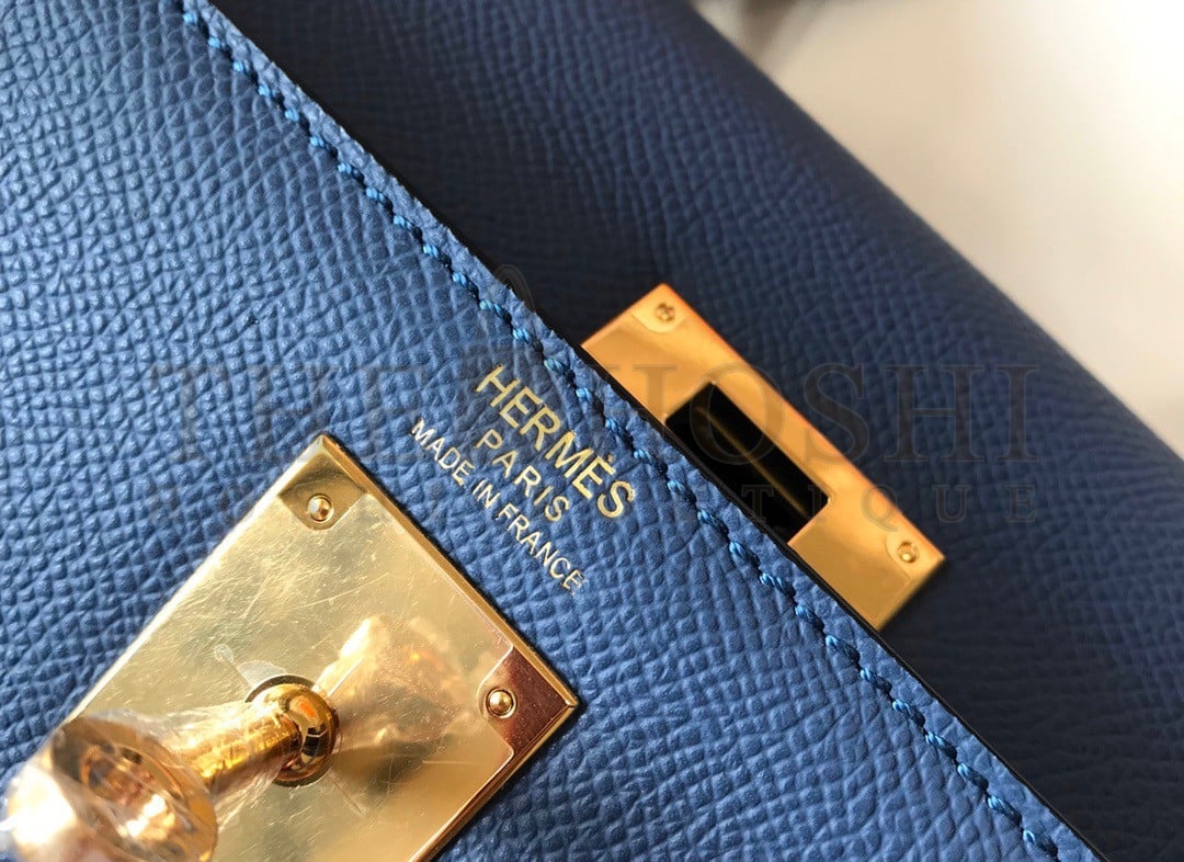 H**me5 Kelly 32cm Sellier Bag in Blue Agate Epsom Calfskin GHW Master Quality
