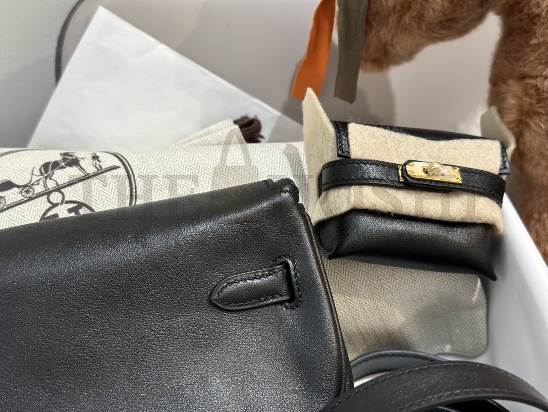 H**me5 Kelly Moove 18 Bag Black Gold Buckle Leather Detachable Strap Master Quality