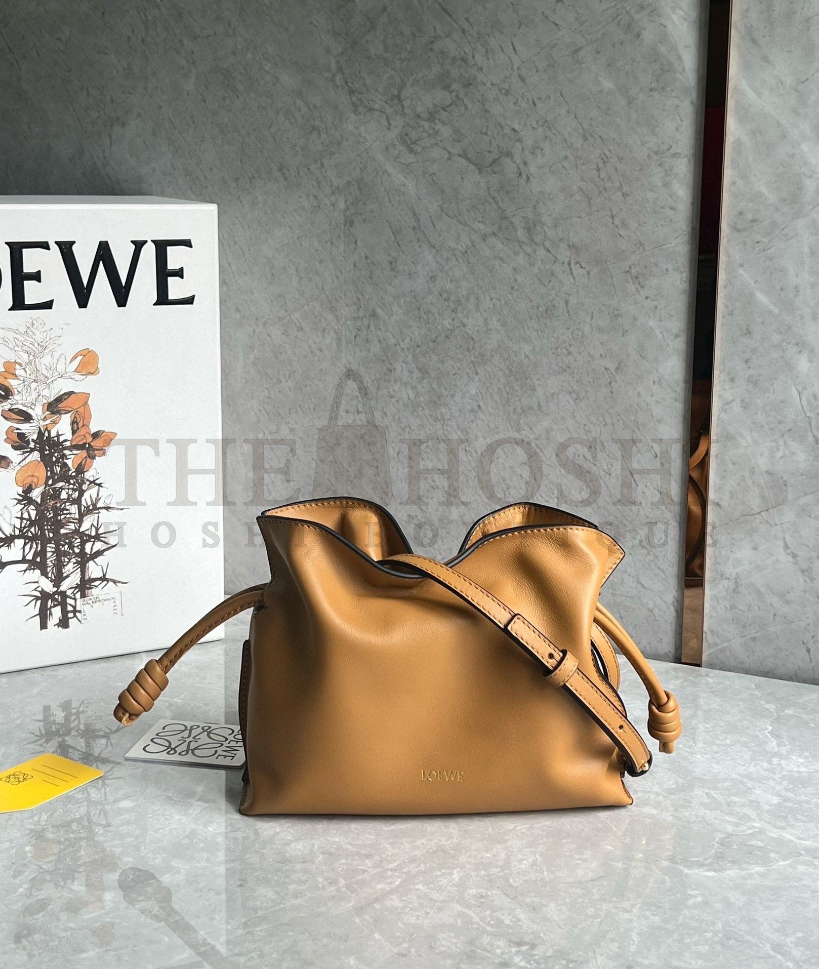 L0ew* Mini Flamenco Clutch Bag in Warm Desert Nappa Calfskin Master Quality