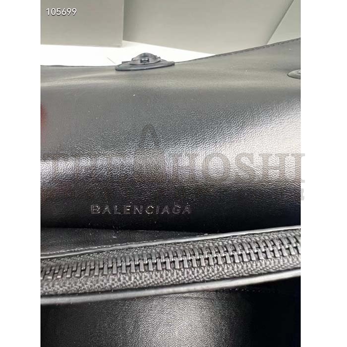 Ba1en*iaga Women Crush Small Chain Bag Quilted Black Crushed Calfskin Black Matte Hardware Master Quality