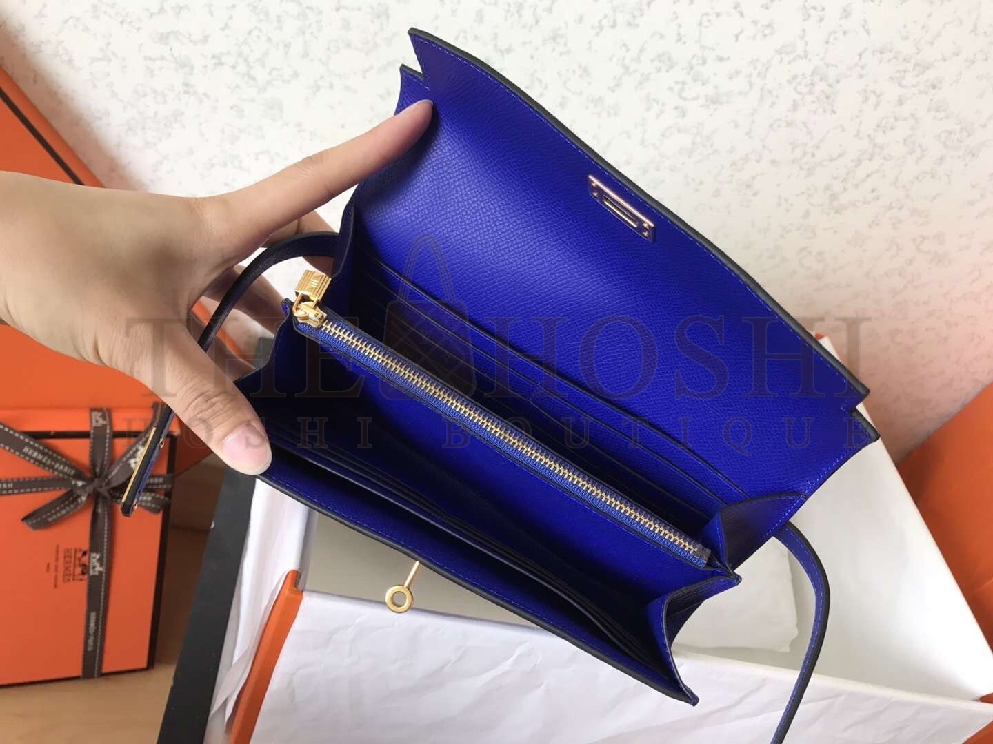 H**me5 Kelly Classic Long Wallet In Blue Electric Epsom Leather Master Quality