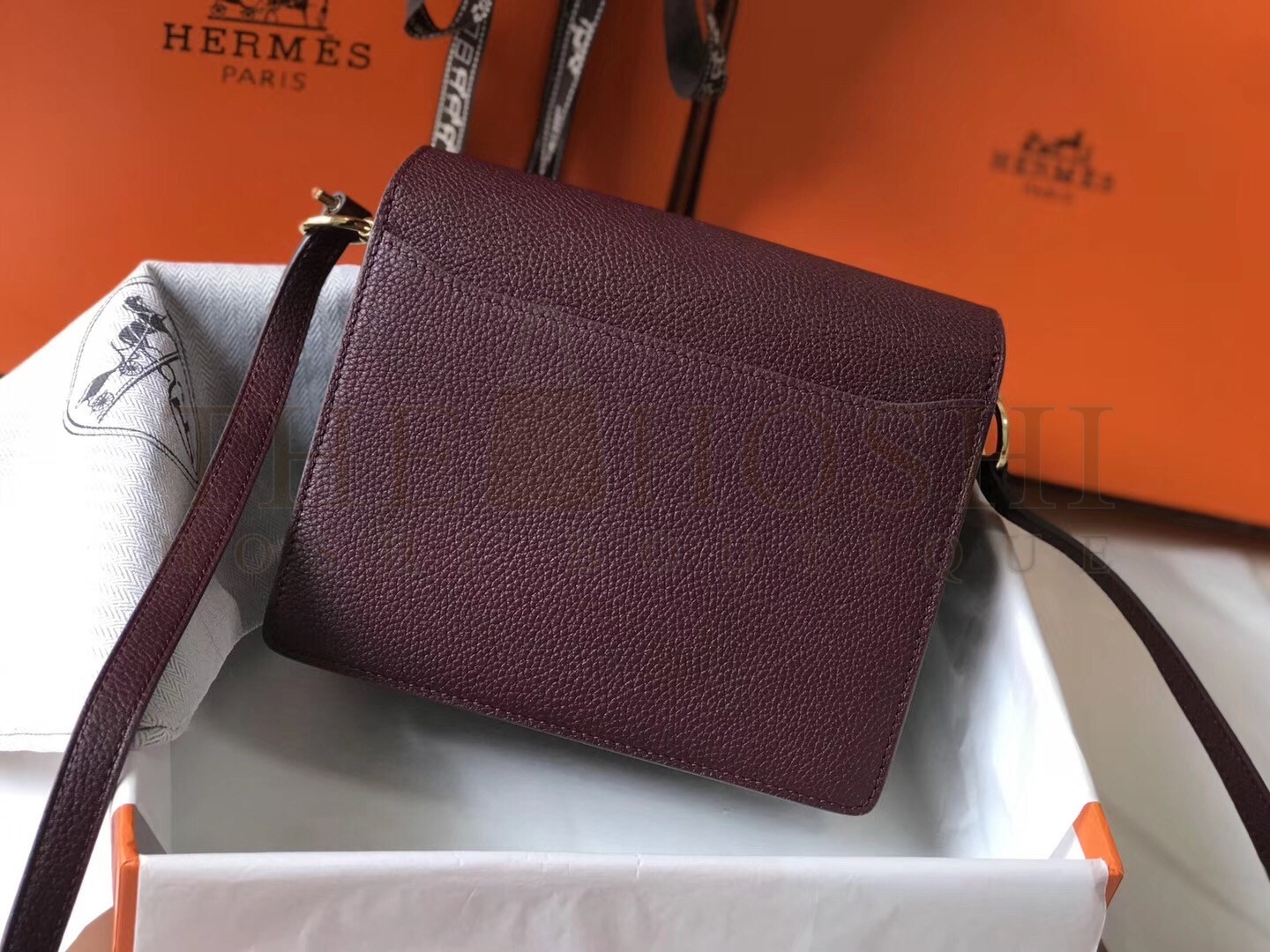 H**me5 Mini Sac Roulis 18cm Bag In Burgundy Evercolor Calfskin Master Quality